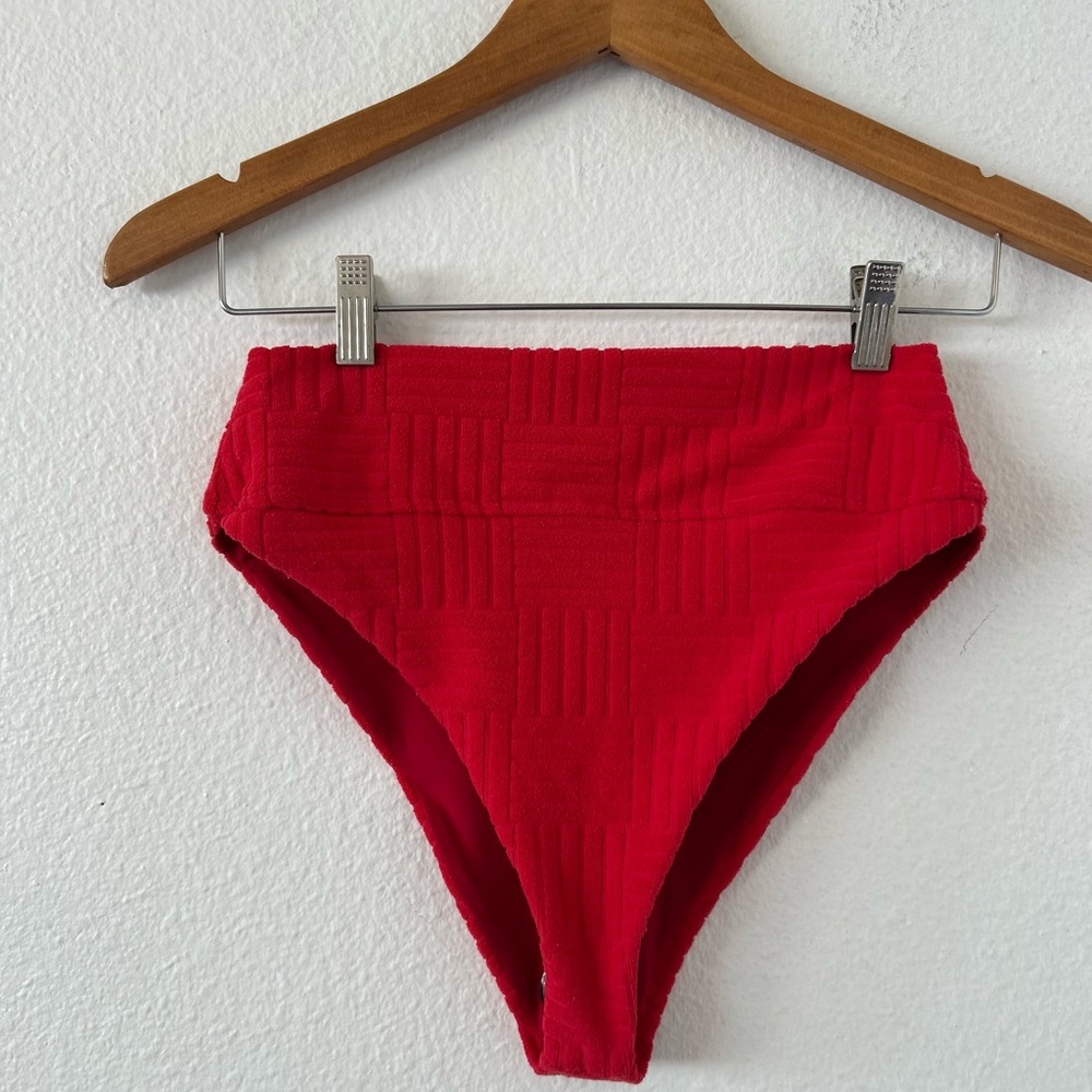 Beach Riot Highway Highwaist Terry Red Bikini Bottoms Size M - Picture 5 of 10